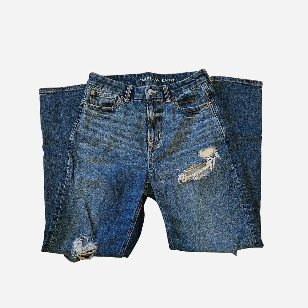 American Eagle Strigid Ripped Mom Jeans